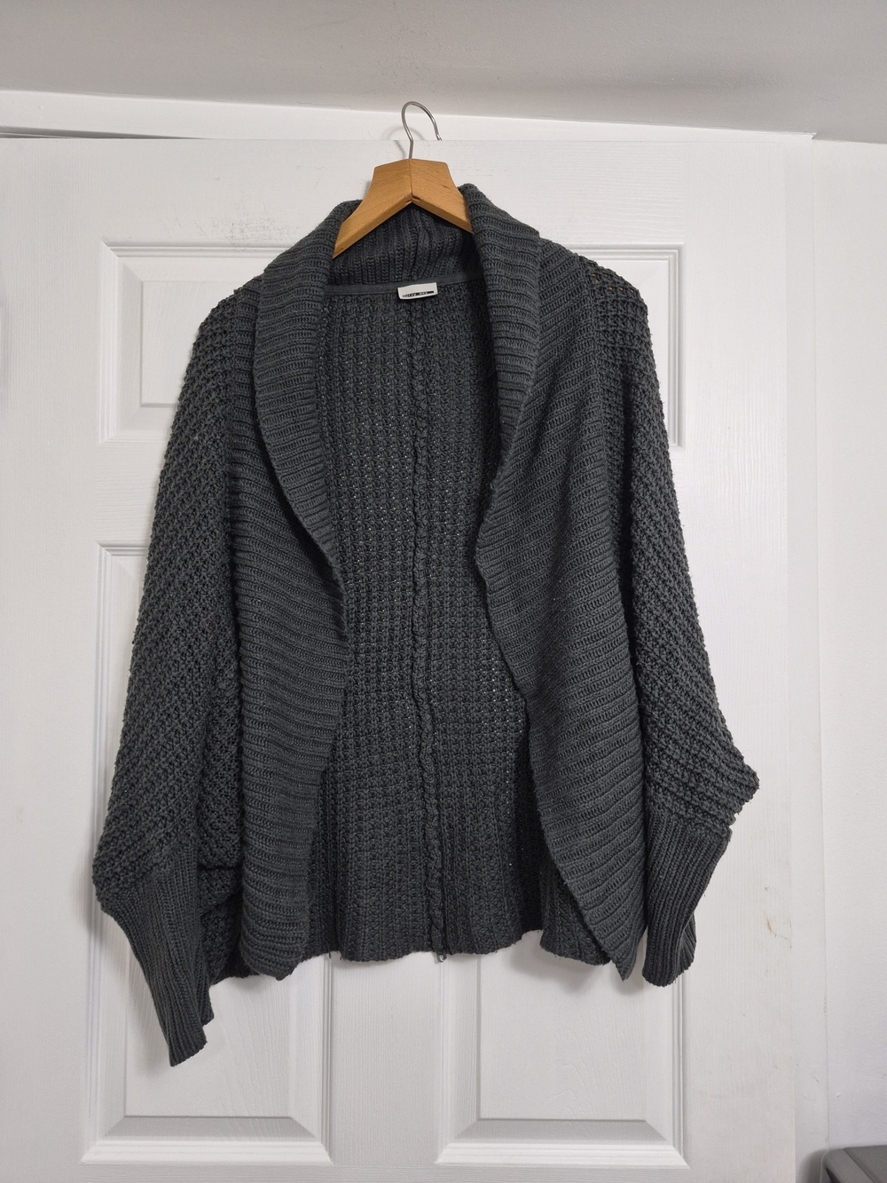 Noisy May Dark Gray Chunky Shawl Collar Cardigan
